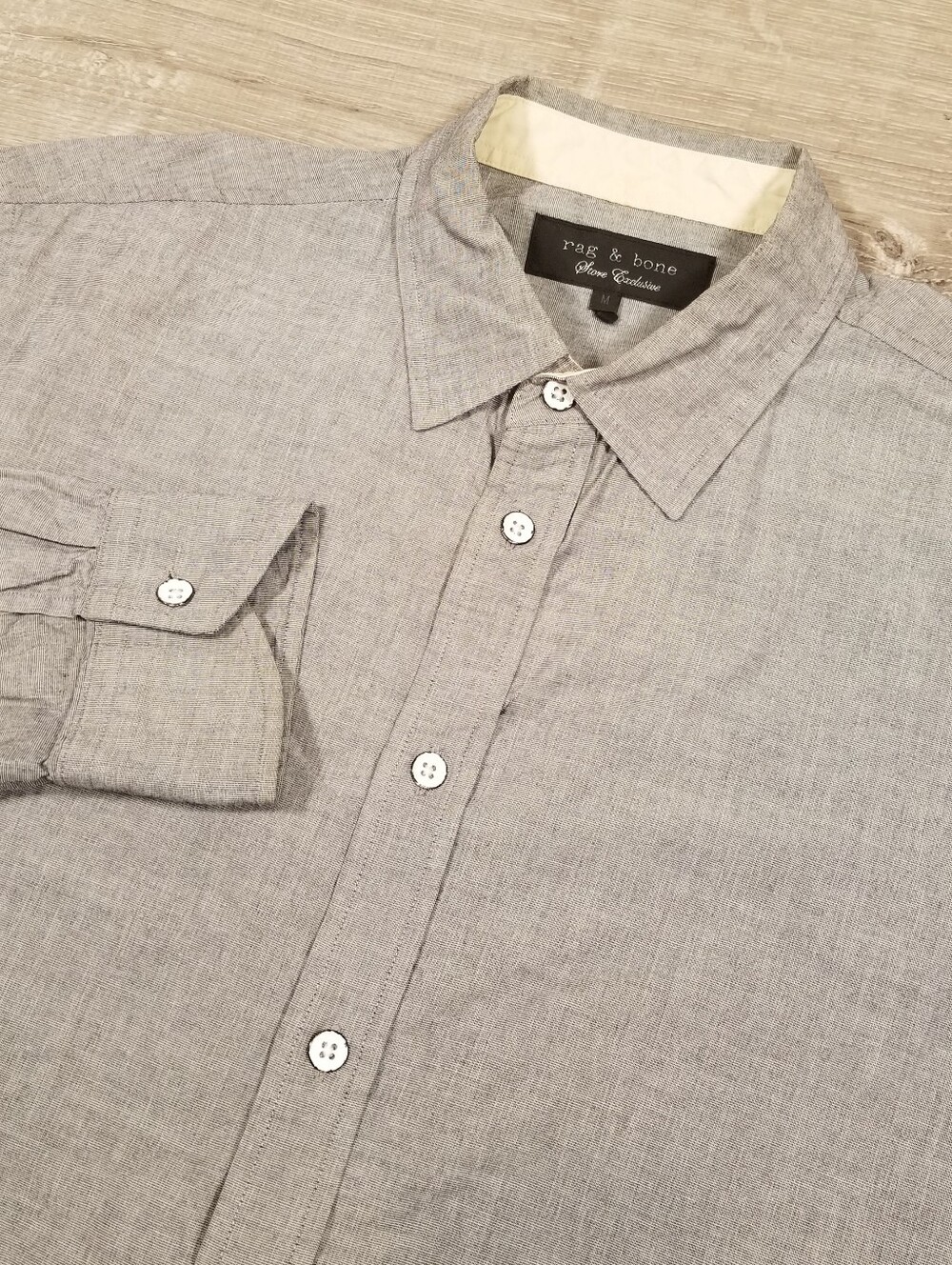 Rag And Bone Store Exclusive Button Down Shirt Mens Medium Gray Long Sleeve